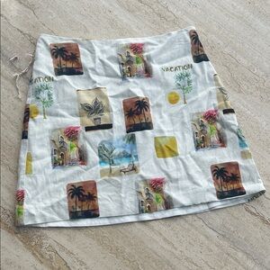 NEW 🆕 C&C Vacation Print Women's Linen Blend Mini Skirt size S